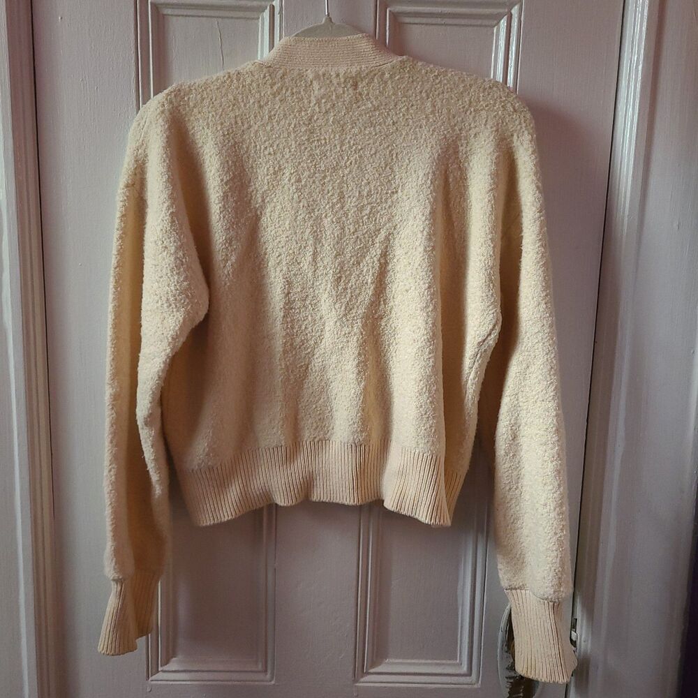 Marled Women’s Cream Knit V-Neck Button Front Cardigan Sweater Pockets S - Picture 3 of 3